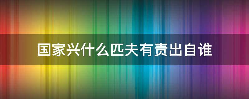 国家兴什么匹夫有责出自谁（国家兴什么匹夫有责出自谁的名言）