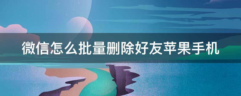 微信怎么批量删除好友苹果手机 微信批量删除好友的方法苹果手机