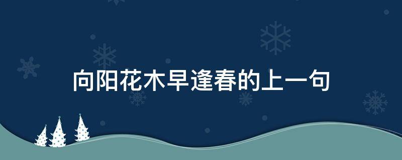 向阳花木早逢春的上一句（向阳花开又逢春的前一句是什么）