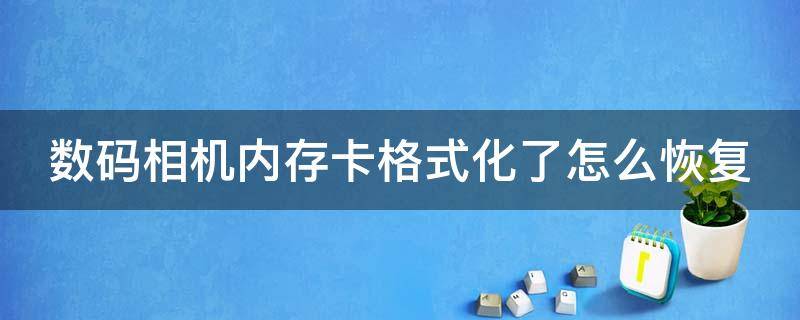 数码相机内存卡格式化了怎么恢复（相机内存卡格式化了怎么恢复数据）