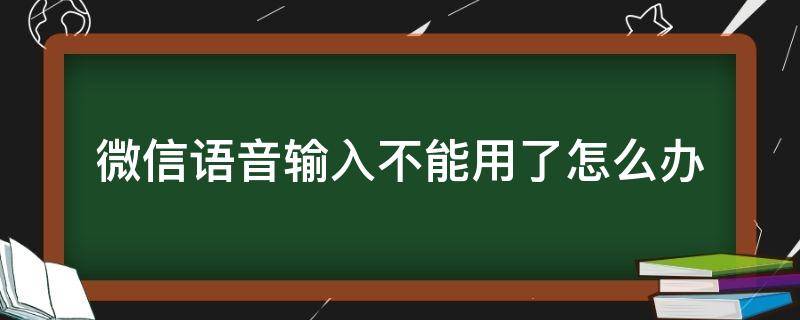 微信语音输入不能用了怎么办（微信语音输入无法使用）