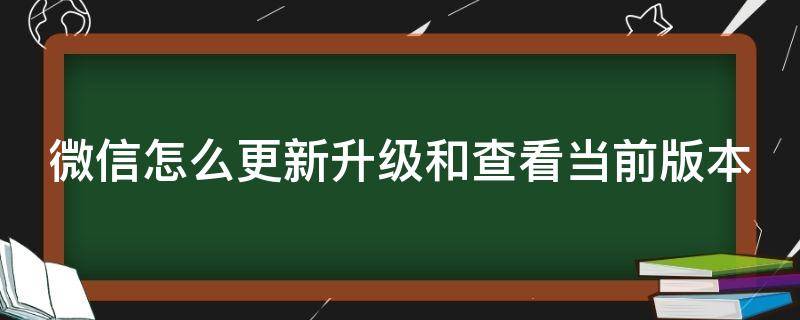 微信怎么更新升级和查看当前版本（微信升级版本在哪里找）