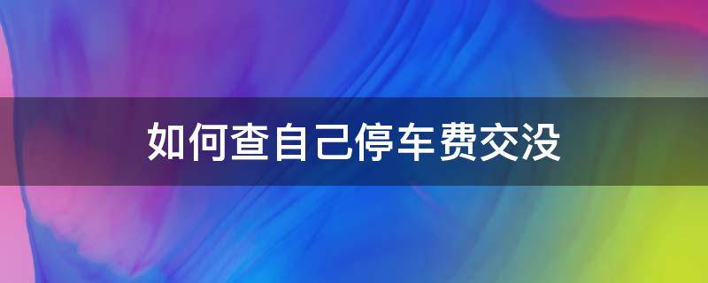 如何查自己停车费交没（怎么查自己有没有停车费没交）