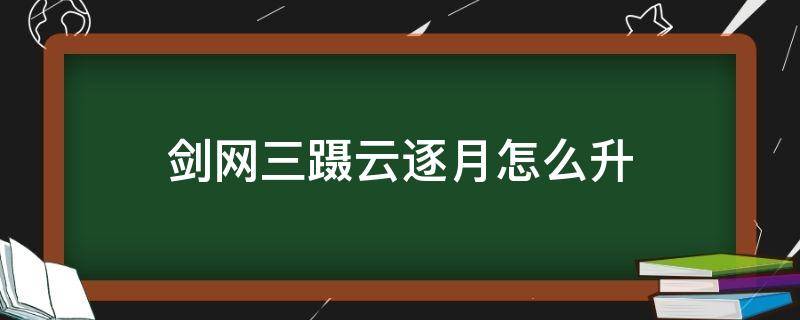 剑网三蹑云逐月怎么升（剑网三蹑云逐月怎么用）