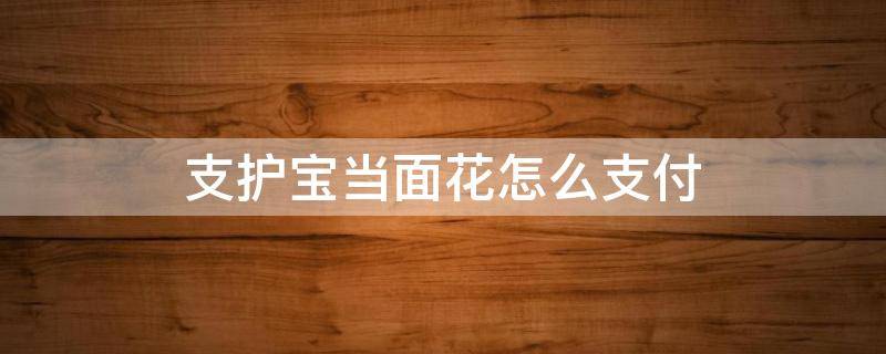 支护宝当面花怎么支付 支护宝怎么花呗收款