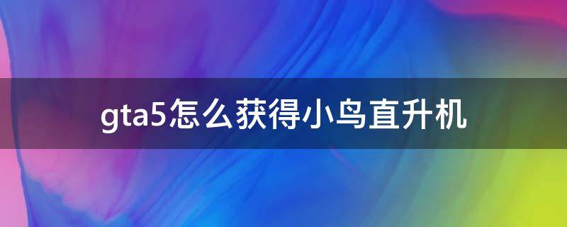 gta5怎么获得小鸟直升机 gta5ol小鸟直升机买