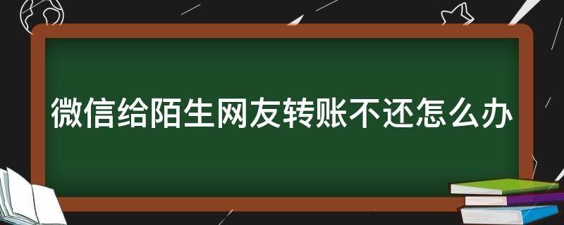 微信给陌生网友转账不还怎么办 微信转账给陌生人现在不还了怎么办