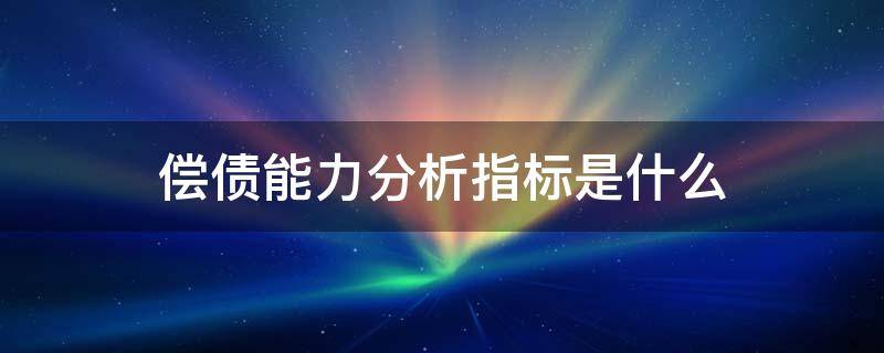 偿债能力分析指标是什么（偿债能力分析指标有哪些）