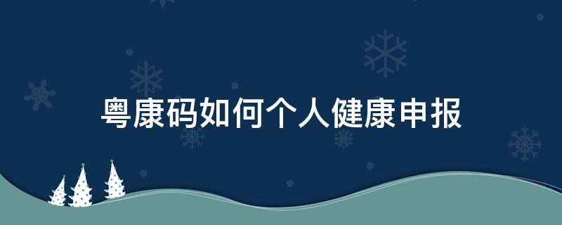 粤康码如何个人健康申报（粤康码怎么申报本人健康状况）