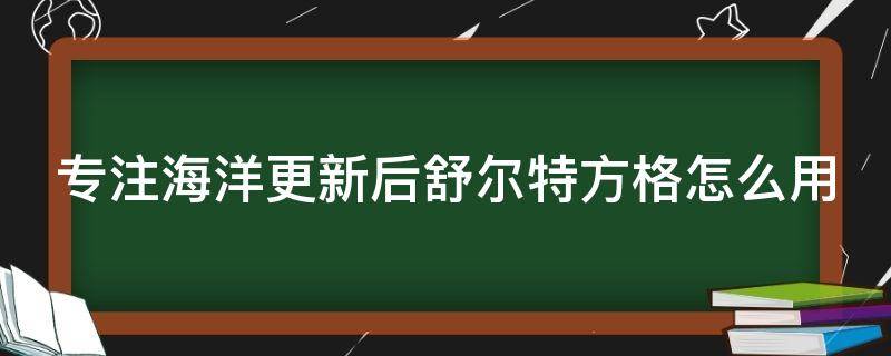 专注海洋更新后舒尔特方格怎么用（舒尔特方格专注力有用吗）