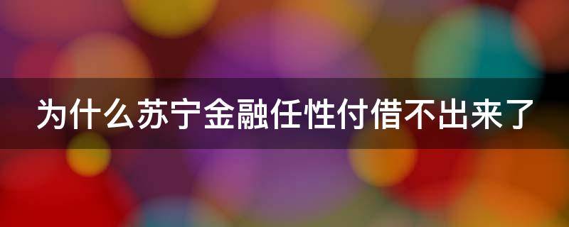 为什么苏宁金融任性付借不出来了（为什么苏宁金融任性付借不出来了钱）