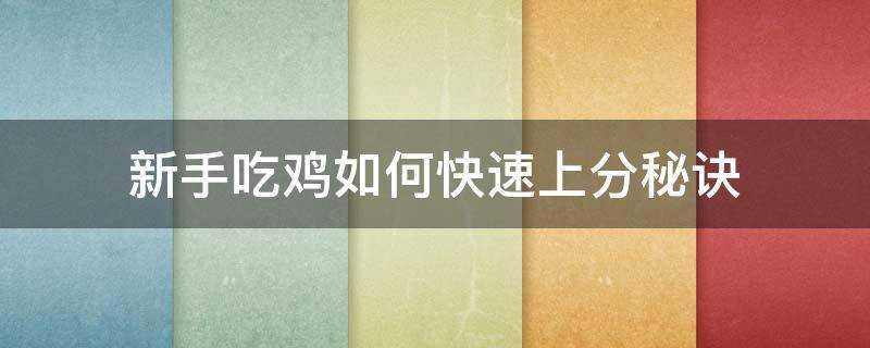 新手吃鸡如何快速上分秘诀 吃鸡有什么办法可以快速上分