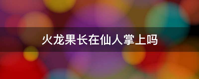 火龙果长在仙人掌上吗（火龙果长在仙人掌上面吗）