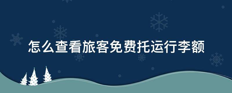 怎么查看旅客免费托运行李额 怎么查机票托运行李额