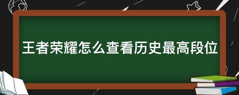 王者荣耀怎么查看历史最高段位 王者荣耀怎么查看历史最高段位和巅峰赛