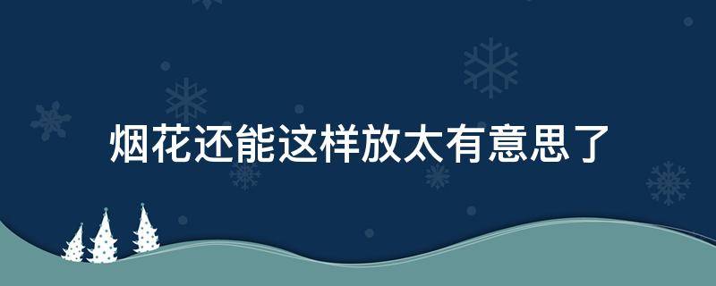 烟花还能这样放太有意思了 为什么能放烟花了