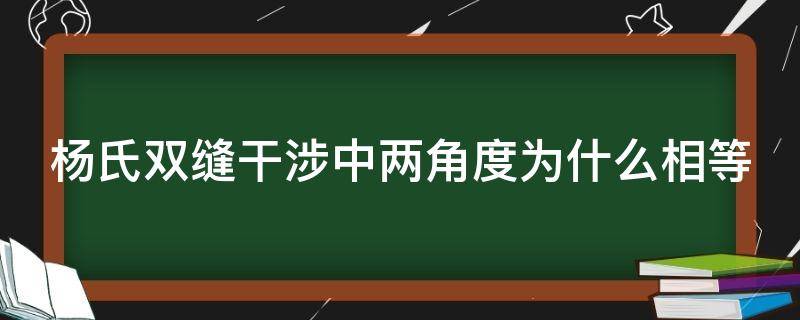 杨氏双缝干涉中两角度为什么相等 杨氏双缝干涉实验的角度为什么近似相等