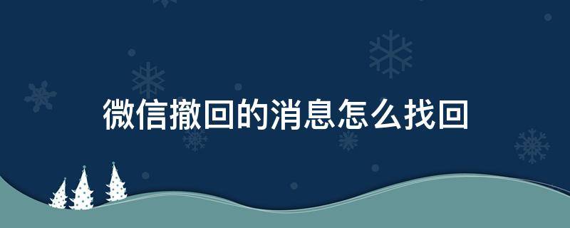 微信撤回的消息怎么找回 电脑微信撤回的消息怎么找回