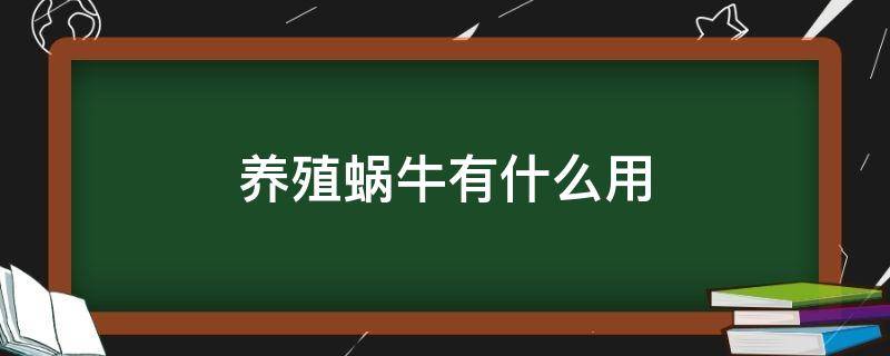 养殖蜗牛有什么用 养蜗牛有用吗