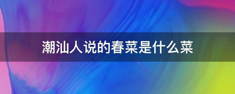 潮汕人说的春菜是什么菜 潮汕地区的春菜学名叫什么