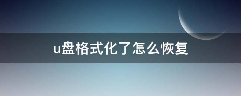 u盘格式化了怎么恢复（u盘格式化了怎样恢复还原）