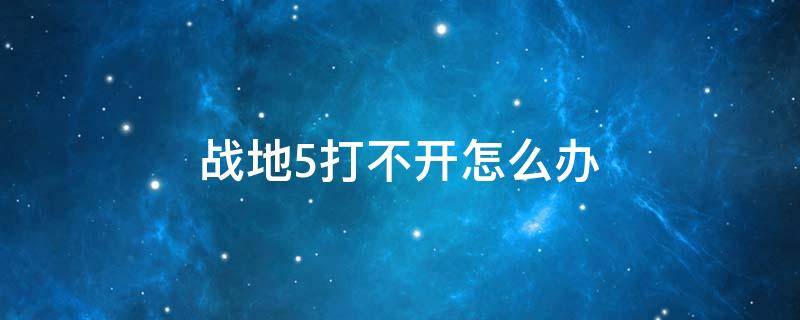 战地5打不开怎么办 战地5 无法打开