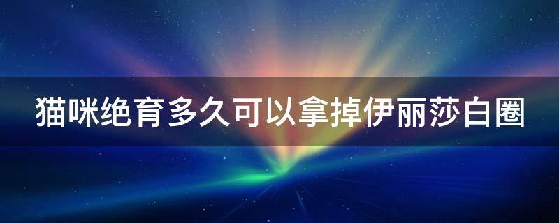 猫咪绝育多久可以拿掉伊丽莎白圈 猫绝育后多久可以拿掉伊丽莎白圈