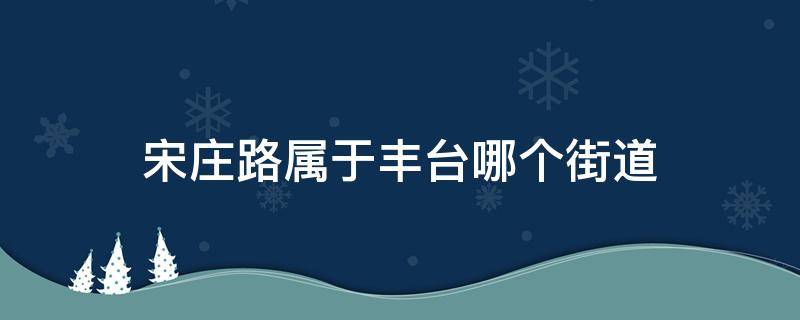 宋庄路属于丰台哪个街道 丰台区宋庄路