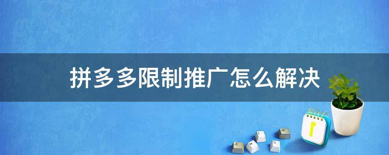 拼多多限制推广怎么解决 拼多多莫名其妙限制推广