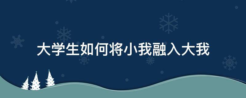 大学生如何将小我融入大我（大学生如何将小我融入大我500字感悟）