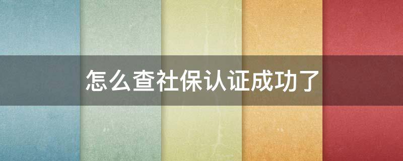 怎么查社保认证成功了 怎么查社保认证成功了没有