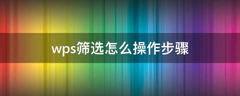 wps筛选怎么操作步骤 电脑wps筛选怎么操作步骤