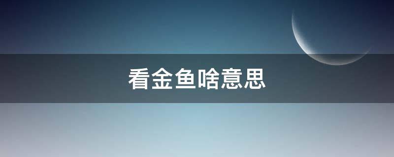 看金鱼啥意思 看金鱼什么意思