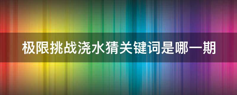 极限挑战浇水猜关键词是哪一期（极限挑战自己浇水）