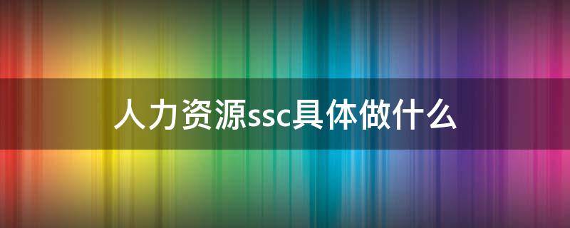 人力资源ssc具体做什么（人力资源ssc都做些什么）