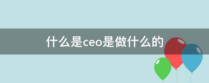 什么是ceo是做什么的 什么是CEO