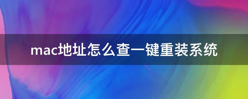 mac地址怎么查一键重装系统（mac在线重装系统找不到磁盘）