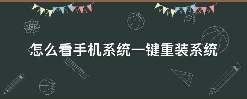 怎么看手机系统一键重装系统（手机一键重装系统软件）