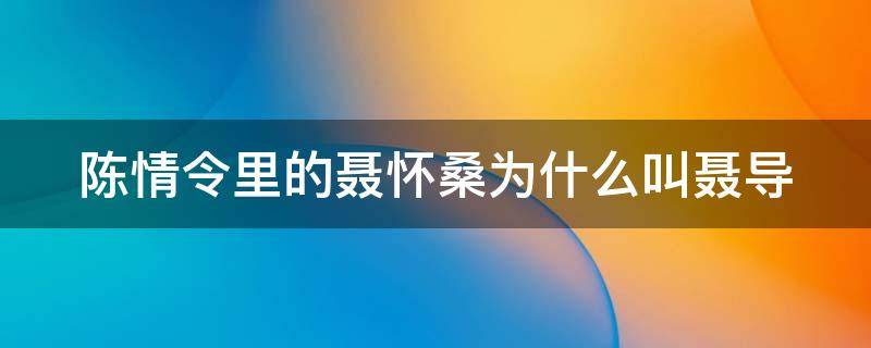 陈情令里的聂怀桑为什么叫聂导（陈情令聂怀桑为什么叫聂导?聂怀桑你的刀呢是怎么来的?）