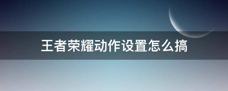 王者荣耀动作设置怎么搞（王者荣耀英雄动作设置方法）