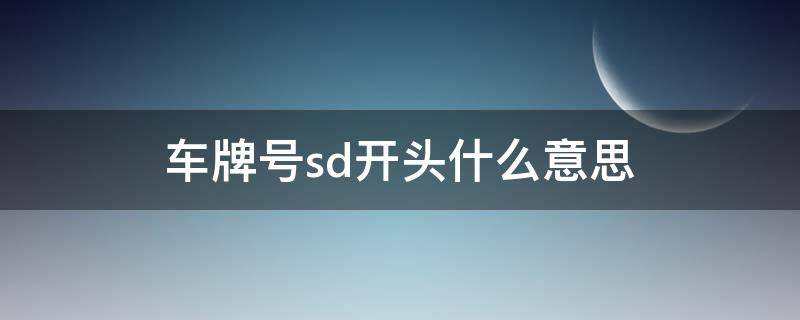 车牌号sd开头什么意思 车牌号是sd开头啥意思