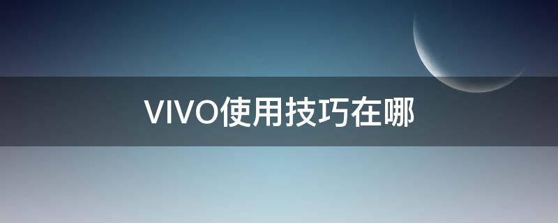 VIVO使用技巧在哪（vivo使用技巧在哪里下载）