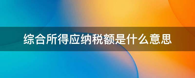 综合所得应纳税额是什么意思（综合所得应纳税所得额是什么概念）