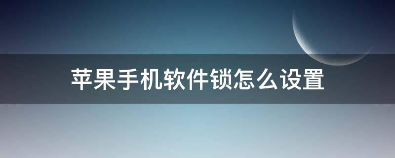 苹果手机软件锁怎么设置（苹果手机的软件锁怎么设置）