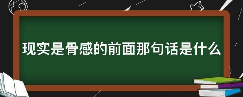 现实是骨感的前面那句话是什么