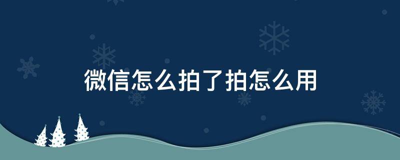 微信怎么拍了拍怎么用（如何用微信拍了拍）