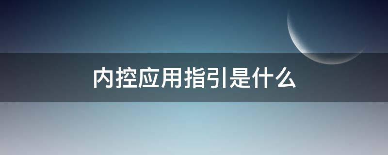 内控应用指引是什么 内控指引解读