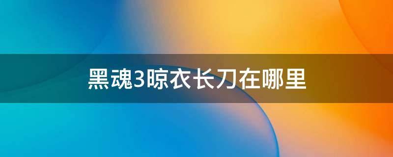 黑魂3晾衣长刀在哪里（黑暗之魂3晾衣刀）