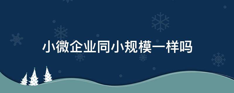 小微企业同小规模一样吗 小微企业是什么意思,同小规模一样吗?