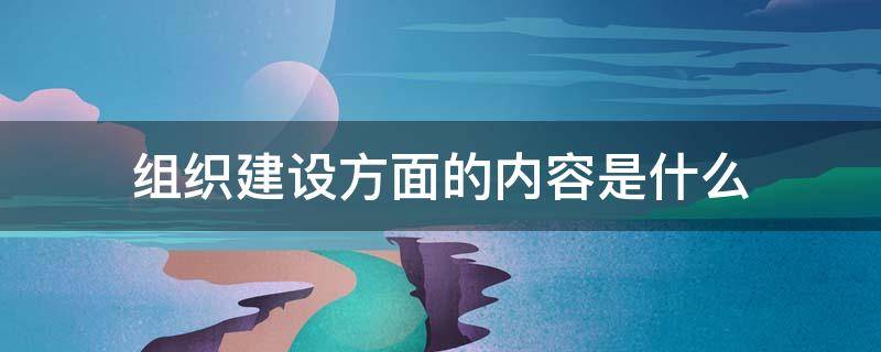 组织建设方面的内容是什么 组织建设内容包括哪些方面